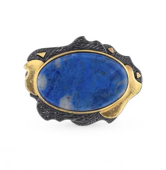 

Silver brooch with lapis lazuli sunlight sample 925