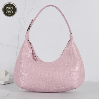 

Luxury Crocodile Pattern Handbag Genuine Leather Shoulder Bag For Women Fashion Baguette Designer Bag Ladies Handbag sac a main