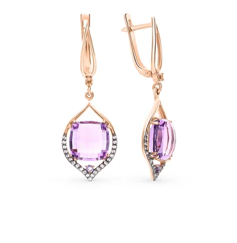 

Gold earrings with amethyst and cubic zirconia sunlight sample 585