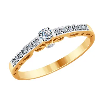 

Sokolov gold ring with diamonds, fashion jewelry, 585, women's male