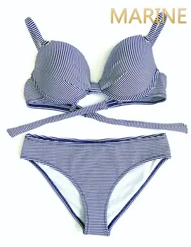 

MARINE - Bikini woman 2020, with suspenders adjustable and classical diaper. Wetsuit swimming with stamping on striped, style sailor