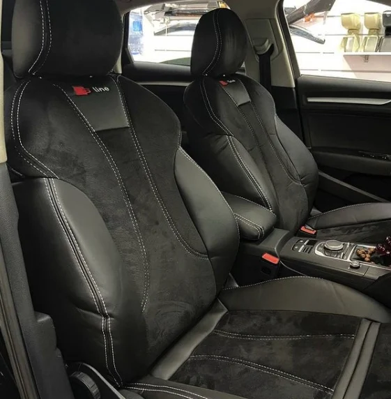 Habitacle Housses De Sieges Auto Accessoires Housses De Siege Audi A3 Liners Voiture Sieges Bicolore Noir Rouge