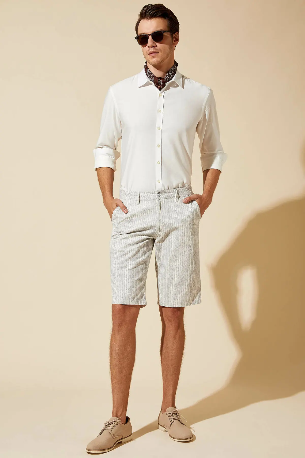 DeFacto, мужской летний светильник, цветные повседневные шорты, мужские прямые шорты со средней талией, Bermuda-L6044AZ19SM