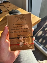 2 unids/set corazón Árbol de la vida encanto pulseras uno para ti, uno para mí cadena negra trenzado pulsera de pareja para hombres mujeres Tarjeta de deseos