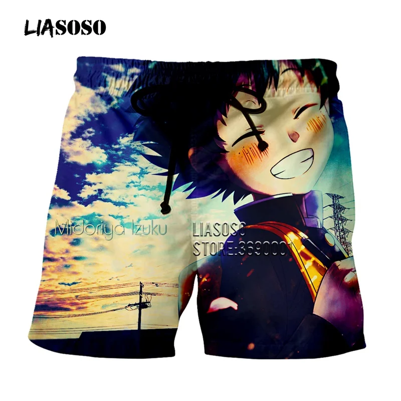 10 LIASOSO, шорты с 3D принтом, аниме, мой герой, academic, Midoriya Izuku, повседневные летние шорты, пляжные шорты для мужчин, G3137 - Цвет: 10