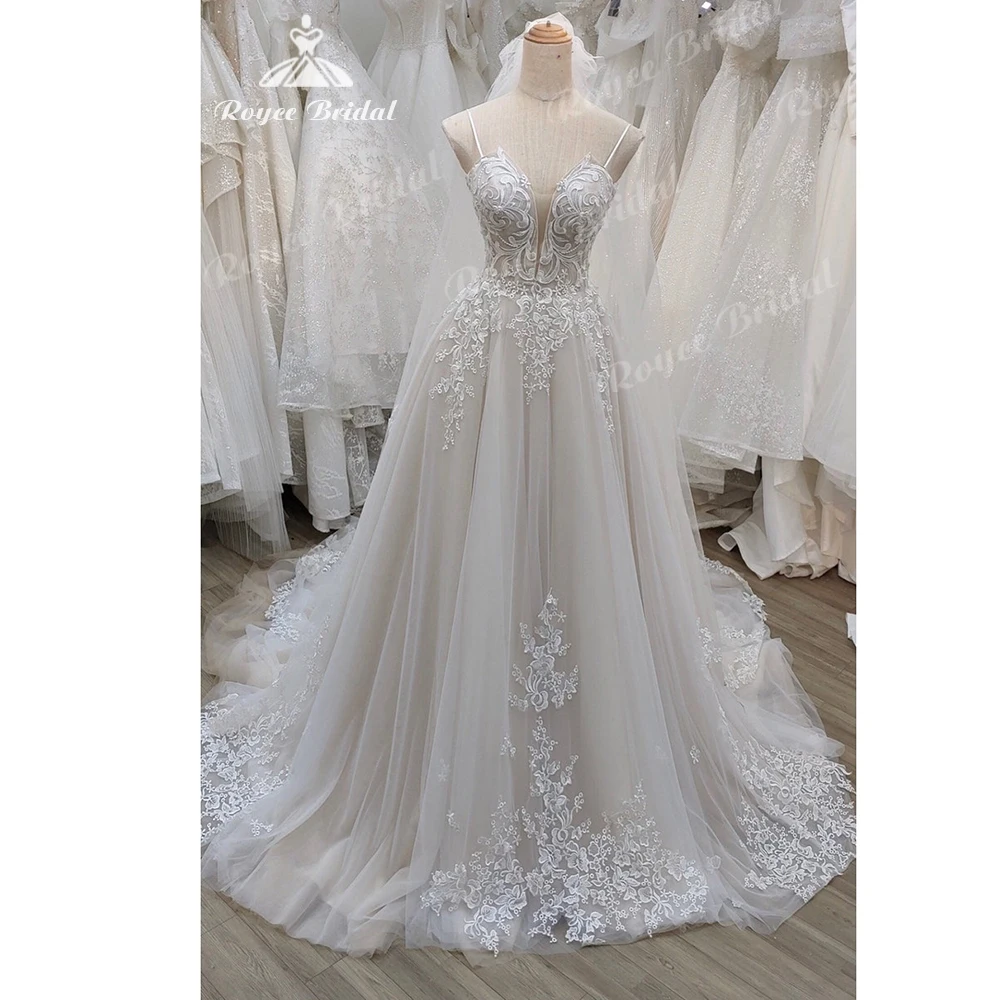 

Robe de mariee New arrival 2022 Summer Lace Wedding Dress with Straps Lace Up Back Wedding Gown Vestige De Noiva