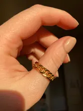 Anillo de cadena gruesa de 6mm de grosor para mujer y niña, sortija con eslabones cubanos rellenos de oro de acero inoxidable, anillo elegante