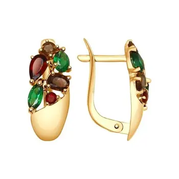 

Sokolov gold drop earrings with stones with insets, fashion jewelry, 585, women's male, long earrings