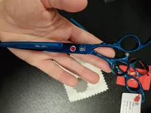Tijeras profesionales grandes de 7,0 pulgadas para corte de peluquería, tijeras de adelgazamiento de 6,5 pulgadas, para barbería, JP440C, color azul, A0132A
