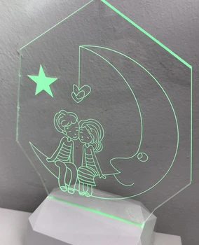 

LEDLUX 3 DC909 3D acrylic polygon shape figure sweethearts outfit on the Moon (3 DC909)