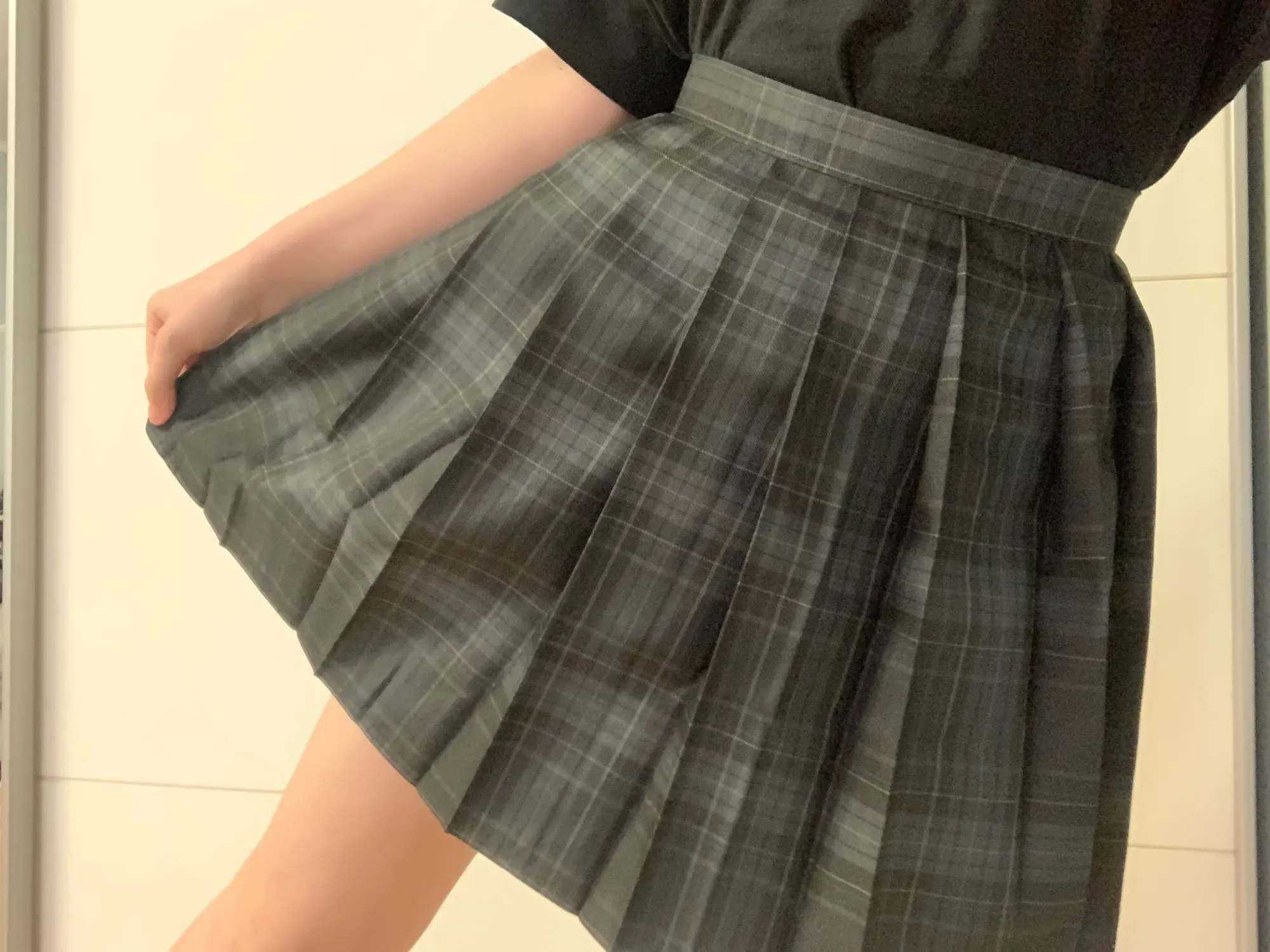 Egirl Harajuku Gothic Black Plaid Pleated Skirt photo review