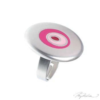 

Ring Rhodium and Enamel Oval Design Fuchsia