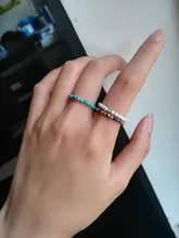 Bohemia Mini cuentas anillos Piedra Natural joyería Multi Color anillos hechos a mano elástico ajustable moda regalos las mujeres las niñas