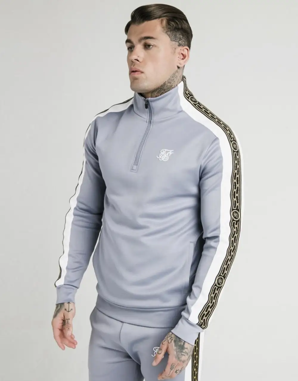 SikSilk панельные Racer 1/4 на молнии воронка шеи полный комплект-спортивный костюм