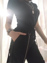 QWEEK-pantalones Cargo Punk de gran tamaño para mujer, ropa de calle gótica, ropa de calle negra con cadena Harajuku Hippie, pantalones de estilo callejero coreano para mujer, Hip Hop