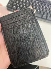 PURDORED-tarjetero delgado de cuero PU Unisex, funda con cremallera para tarjetas de negocios, Mini billetera para tarjetas de crédito, 1 ud.