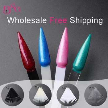 

40pcs Fan-shaped False Nails Tips Display Nature Transparent Color Card Chart Ring Polish Palette Stand Design Tools Manicure