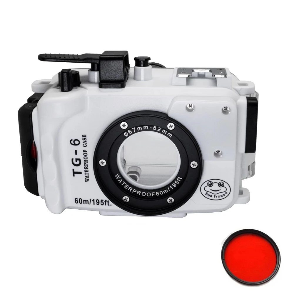 fliter Seafrogs 60 м подводный водонепроницаемый чехол для камеры Olympus TG6 камера с MEIKON 67 мм рыбий глаз - Цвет: fliter