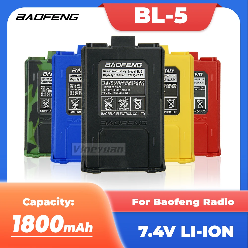 BAOFENG 7.4V 1800mAh Big Capacity Li-ion Battery for DM-5R UV-5R UV-5RE BF-F8HP UV-5R V2 Black Plus UV-5RTP Series Two Way Radio Accessories