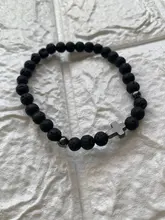 Los Hombres Calientes pulseras 6mm negro roca de Lava piedra hecho a mano hematita pulsera con cuentas cruzadas y brazalete ajustable tamaño de las mujeres joyería de la muñeca