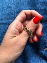Anillos Croissant trenzados para mujer, sortija trenzada, anillo de cúpula gruesa, banda de apilamiento, joyería, anillo llamativo, accesorios de fiesta