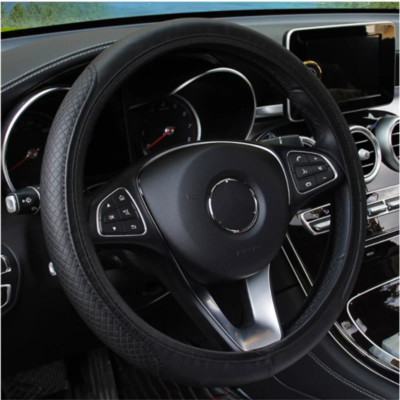 Car Steering Wheel Cover Braid Cover Cubre Volante Genuine Leather Breathable Anti Slip Auto Interior Decoration Accessories