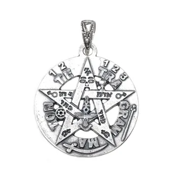 

Pendant 925 sterling silver m tetragramatón 21mm. Amulet Star protection esoteric part smooth back