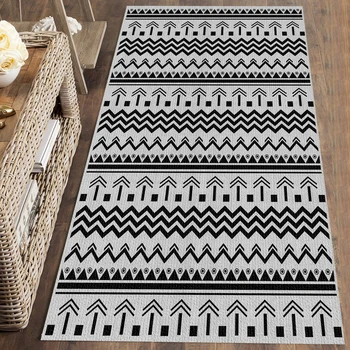 

Else Gray Black Authentic Vintage Morrocan 3d Print Non Slip Microfiber Washable Runner Mats Floor Mat Rugs Hallway Carpets