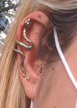 1PC latón serpiente pendiente Clips sin Piercing Punk Clip no perforado pendientes puños de oído para los hombres y las mujeres negro falso Piercing joyería