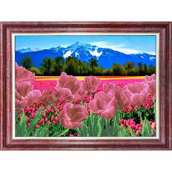 

Кбп-3054 Kanva with a pattern for beads 'тюльпаны U GOR' A3