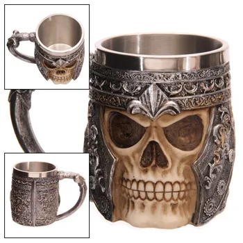 

Cup shape skeleton skull Warrior helmet Viking wine beer drinks.
