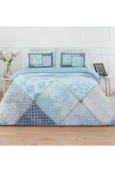 

Ozdilek Ranforce Mayra Soft Feel Hypoallergenic % 100 Cotton 4 Pieces Double Duvet Cover Set Fitted Sheet with Mint