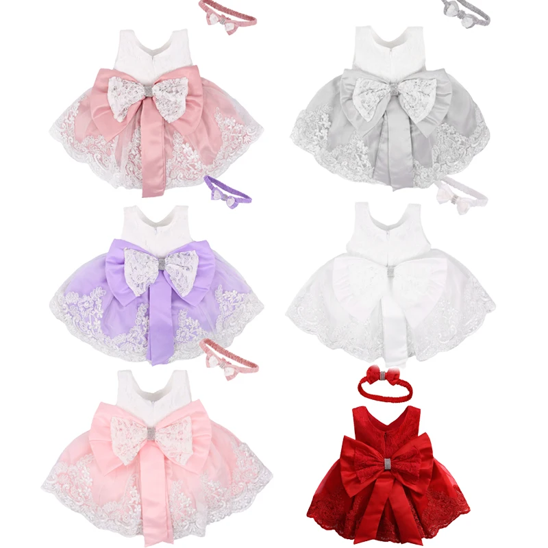 Infant Baby Birthday Wedding Pageant Party Princess Lace Tutu Flower Girl Dress 