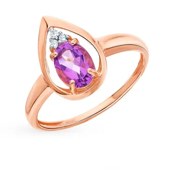 

Gold ring with amethyst and cubic zirconia sunlight sample 585