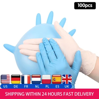 

100 pcs / Box Disposable Latex Gloves Rubber Gloves Pvc Nitrile Gloves for Medical/Food Universal For Left And Right Hand