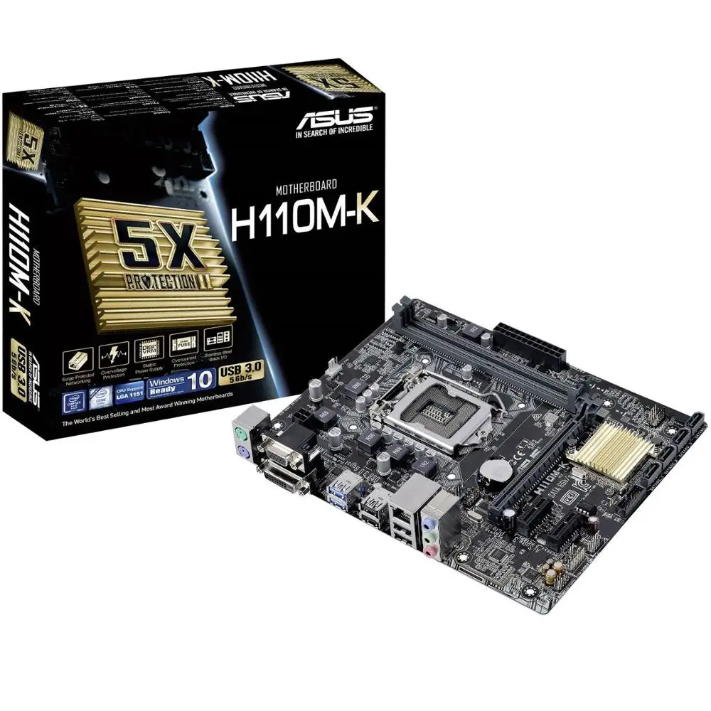 Материнская плата Asus H110M-K (Soc-1151/Intel H110/2xDDR4/mATX/AC`97/8ch(7.1)/GbLAN/VGA/DVI) (90MB0PH0-M0EAY0) |