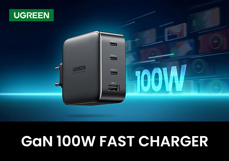 [World Premiere On 26th.May] UGREEN 100W GaN USB C PD Fast Charger for Macbook 4 Port USB Type C Charger for iPhone Samsung