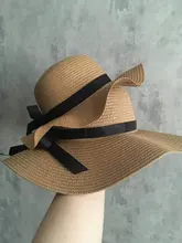 Sombrero de paja para niña y niño, gorra de paja ondulada decorada con cinta negra, Sombrero de Panamá, gorro de Sol para niño, sombreros de playa para bebé