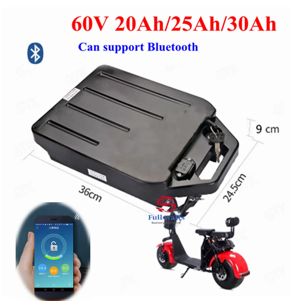 60V 25Ah Lithium ion 60v 20Ah li with bluetooth BMS APP for two Wheel Foldable citycoco X7 X8 X9 scooter + 3A charger | Электроника