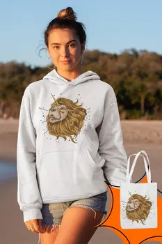 

Angemiel Wear Unicorn Lion White Women 'S Hooded Sweatshirt Bags Kombin
