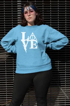 

Angemiel Wear Harry Poter Themed Love Blue Women Sweatshirts