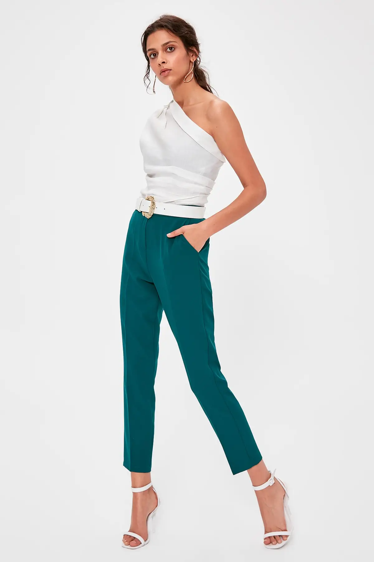 Trendyol зеленые базовые брюки TWOAW20PL0322