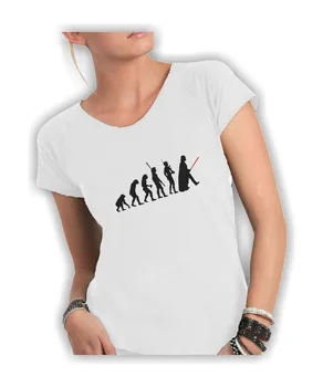 

T Shirt Woman Cotton Flamed With Wide Neckline and Cutting Vivo neckline and sleeves-STAR WARS EVOLUTION MADE IN ITALY
