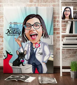 

Personalized Women 'S Veterinarian Cartoon Canvas Table (70x100 cm.) 1