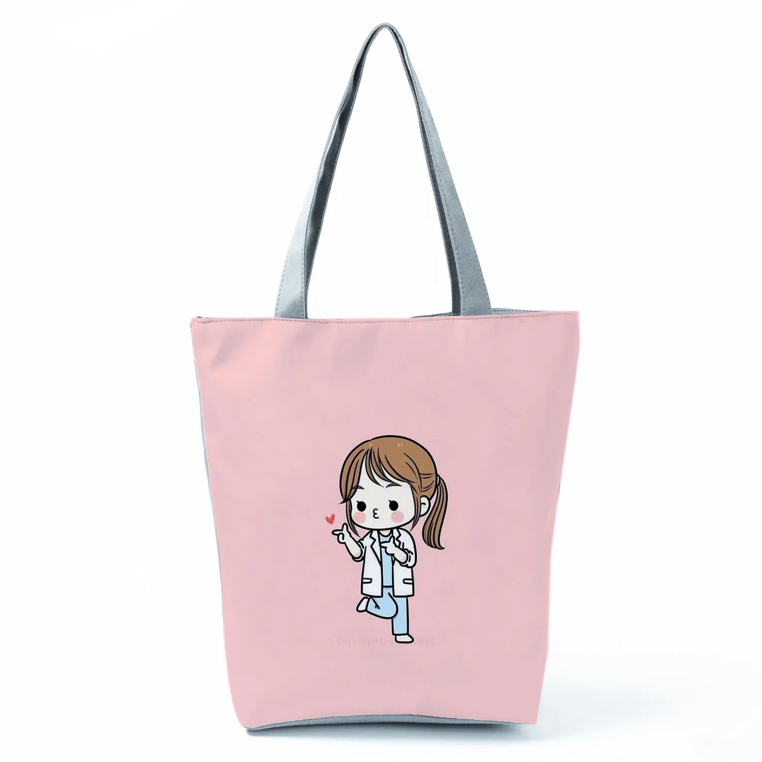 Nurse Needle Tubing Pattern Printed Customized Eco Shopper Polyester Totes Bags Women's Handbag Reusable Grocery Bag Pretty Gift 