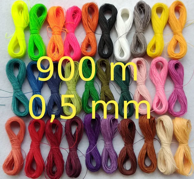 Fil Ciré Linhasita 0,5 Mm - 600 Mètres, 30 Couleurs (20m Par Couleur) Pour Macramé, Couture Cuir, Bijoux