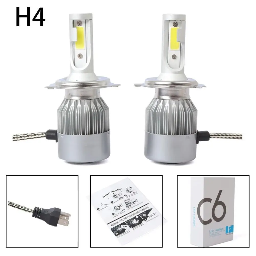 Auto LED bulbs H7 H4 H1-2pzs C6 LED car headlights kit 36W 3800LM White headlamp bulbs LED Headlight Shipping shipping