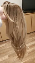 JONRENAU-Peluca de cabello sintético con flequillo para mujer, pelo largo de onda Natural resistente al calor, color rubio medio, no brillante