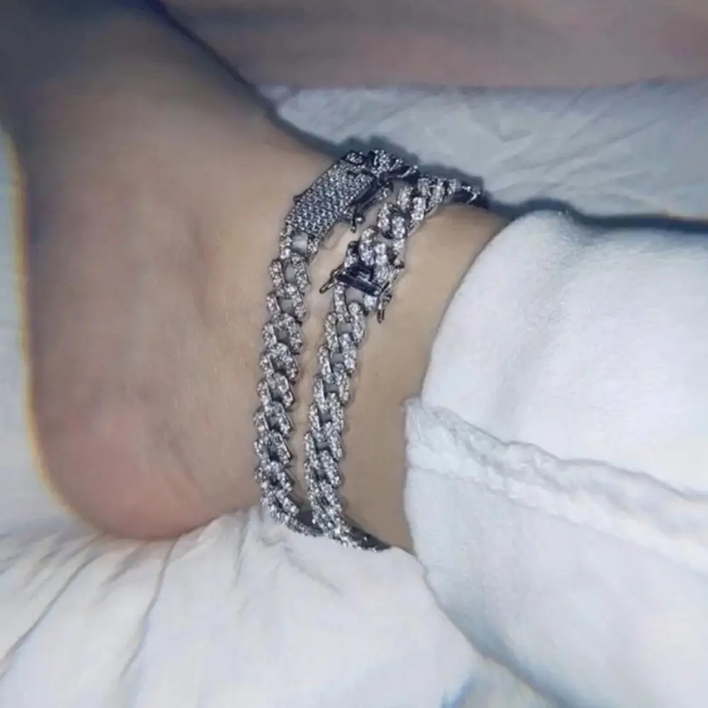 20cm Silver Color Cuban Chain Anklet Iced Out Rapper Jewelry for Women Bling Cuban Crystal Chain Beach Charm Foot Anklet Jewelry 20cm Silver Color Cuban Chain Anklet Iced Out Rapper Jewelry for Women Bling Cuban Crystal Chain Beach Charm Foot Anklet Jewelry