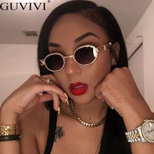 Цветные маленькие круглые стразы, солнцезащитные очки для женщин, стимпанк, алмаз, солнцезащитные очки, классические очки для мужчин, прозрачные линзы, винтажные оттенки